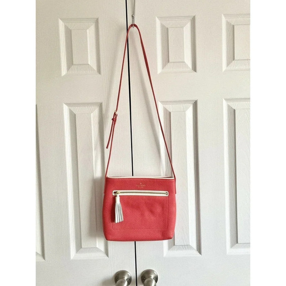 Kate Spade New York Chester St. Dessi Pebbled Leather Crossbody Bag in coral - Picture 1 of 11